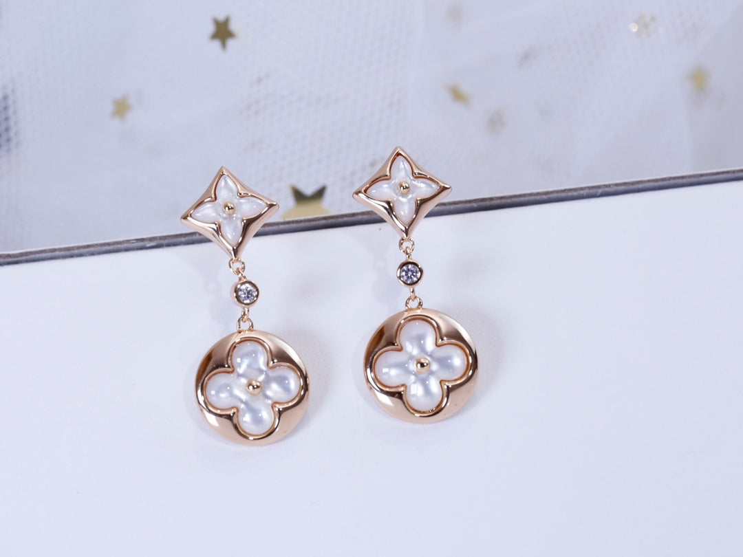 [Regalia Jewelry]STAR AND SUN PINK GOLD MOP DROP EARRINGS