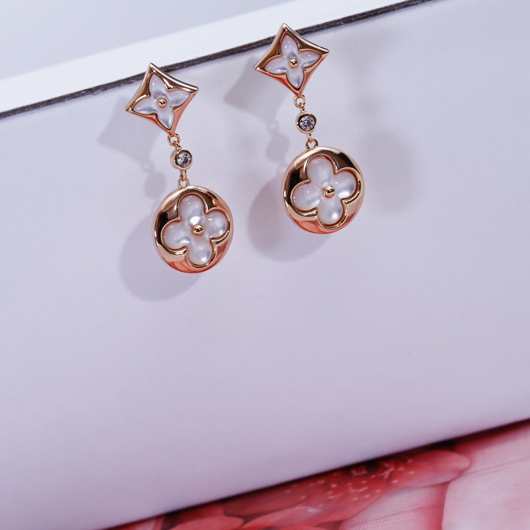 [Regalia Jewelry]STAR AND SUN PINK GOLD MOP DROP EARRINGS