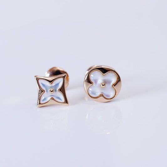 [Regalia Jewelry]STAR AND SUN PINK GOLD MOP STUD EARRINGS