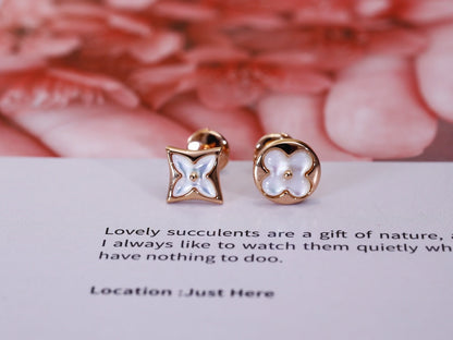 [Regalia Jewelry]STAR AND SUN PINK GOLD MOP STUD EARRINGS
