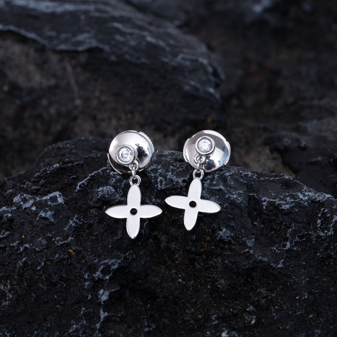 [Regalia Jewelry]VIDYLLE SILVER DIAMOND MINI DROP EARRINGS