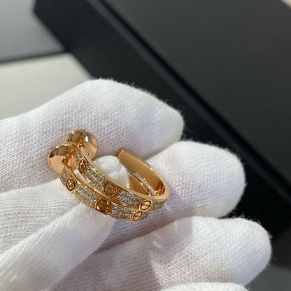 [Regalia Jewelry]LOVE DIAMOND PINK GOLD HOOP EARRINGS