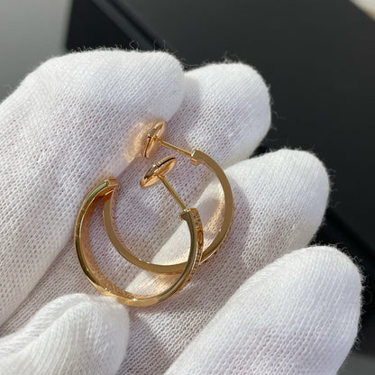 [Regalia Jewelry]LOVE DIAMOND PINK GOLD HOOP EARRINGS