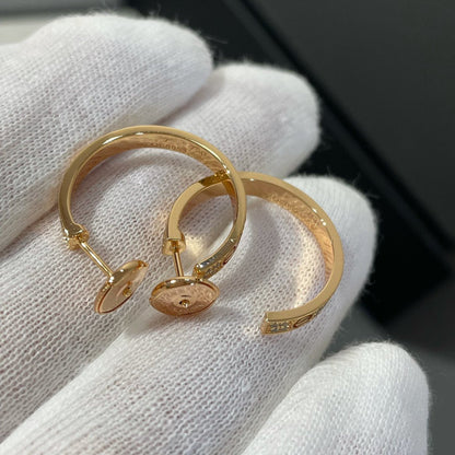 [Regalia Jewelry]LOVE DIAMOND PINK GOLD HOOP EARRINGS