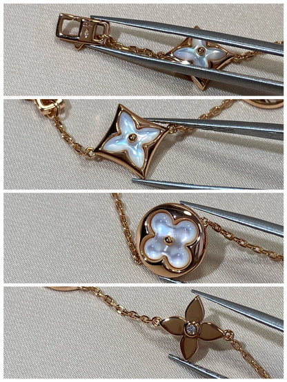 [Regalia Jewelry]STAR AND SUN 5 MOTIF MOP PINK GOLD BRACELET