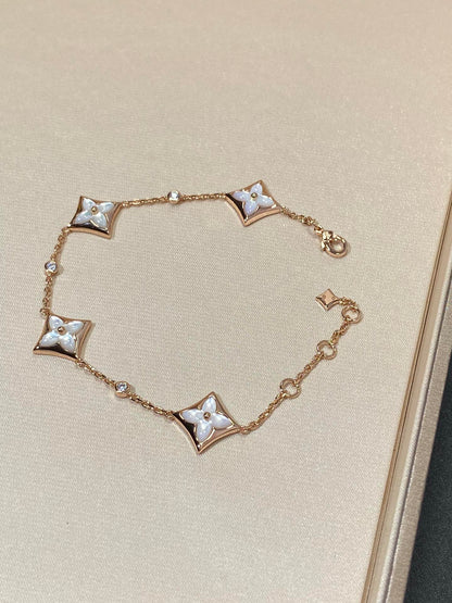 [Regalia Jewelry]STAR 4 MOTIF MOP DIAMOND PINK GOLD BRACELET