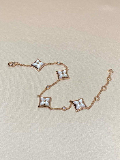 [Regalia Jewelry]STAR 4 MOTIF MOP DIAMOND PINK GOLD BRACELET