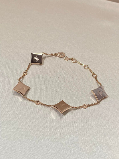 [Regalia Jewelry]STAR 4 MOTIF MOP DIAMOND PINK GOLD BRACELET
