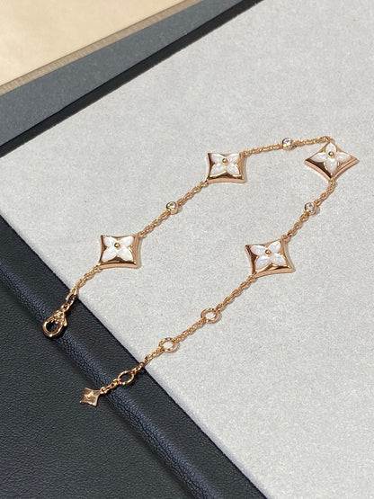 [Regalia Jewelry]STAR 4 MOTIF MOP DIAMOND PINK GOLD BRACELET
