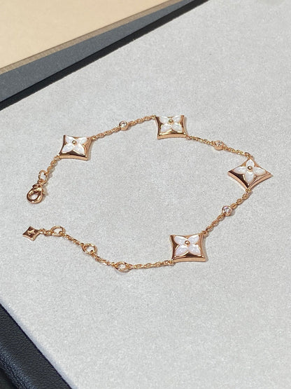 [Regalia Jewelry]STAR 4 MOTIF MOP DIAMOND PINK GOLD BRACELET
