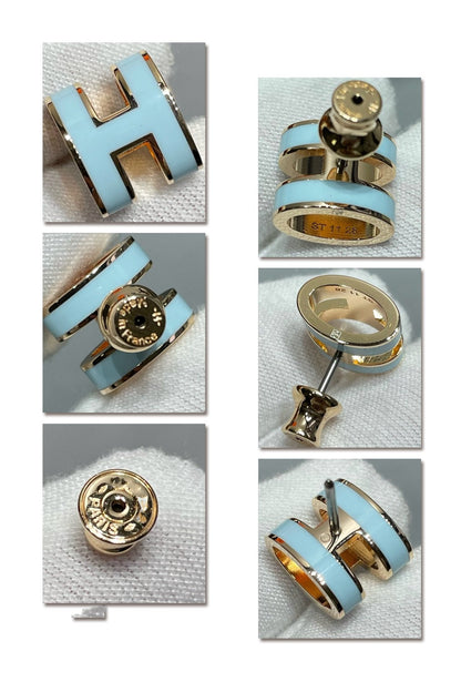 [Regalia Jewelry]POP H SKY BLUE STUD EARRINGS