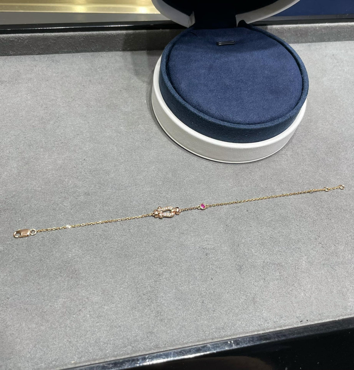[Regalia Jewelry]FORCE 10 DIAMOND CHAIN LINK PINK GOLD BRACELET