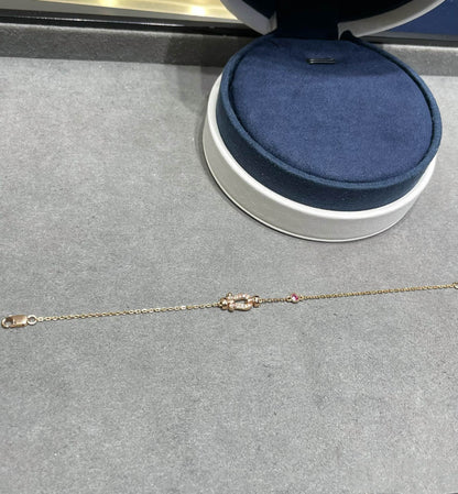 [Regalia Jewelry]FORCE 10 DIAMOND CHAIN LINK PINK GOLD BRACELET