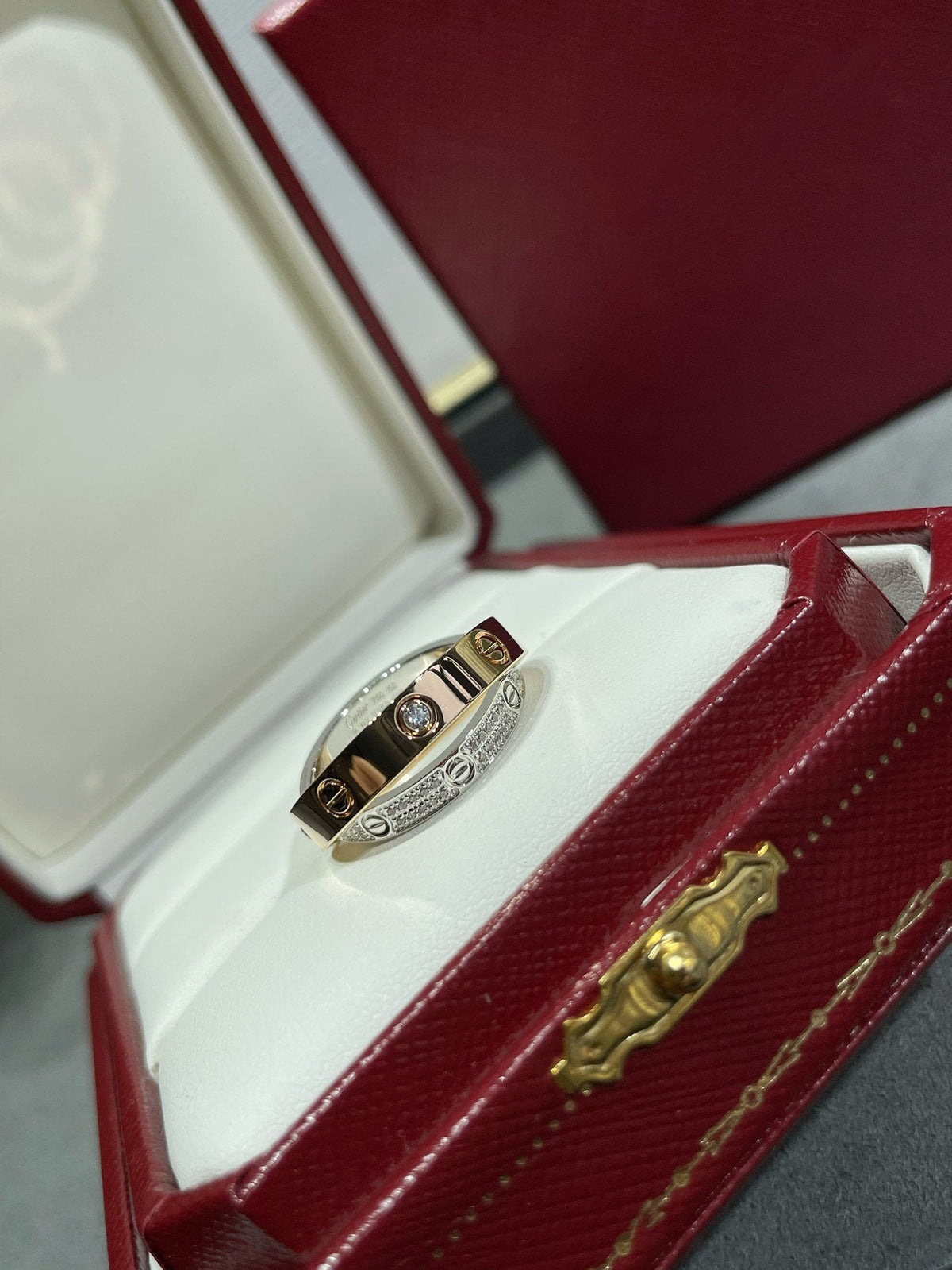[Regalia Jewelry]LOVE PINK GOLD SILVER DIAMOND DOUBLE RING