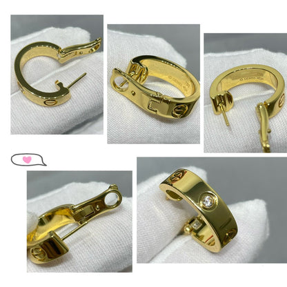 [Regalia Jewelry]LOVE 5.5MM 1 DIAMOND EARRINGS