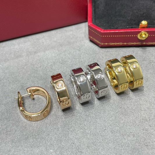 [Regalia Jewelry]LOVE 5.5MM 1 DIAMOND EARRINGS