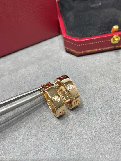 [Regalia Jewelry]LOVE 5.5MM 1 DIAMOND EARRINGS