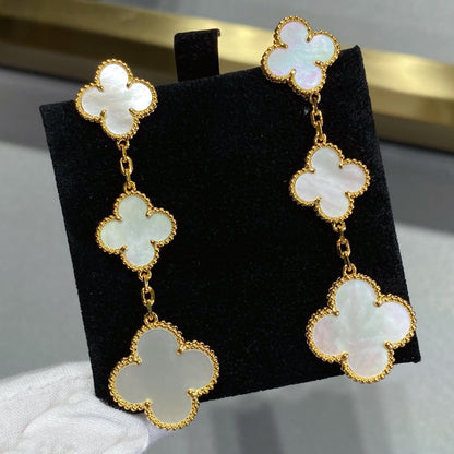 [Regalia Jewelry]CLOVER MOP 3 MOTIFS GOLD EARRINGS