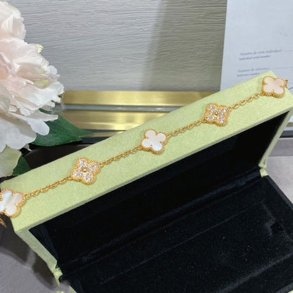 [Regalia Jewelry]CLOVER 5 MOTIF DIAMOND PINK MOP PINK GOLD BRACELET