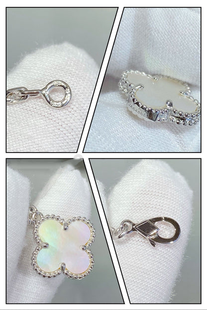 [Regalia Jewelry]CLOVER 5 MOTIF WHITE MOP SILVER BRACELET