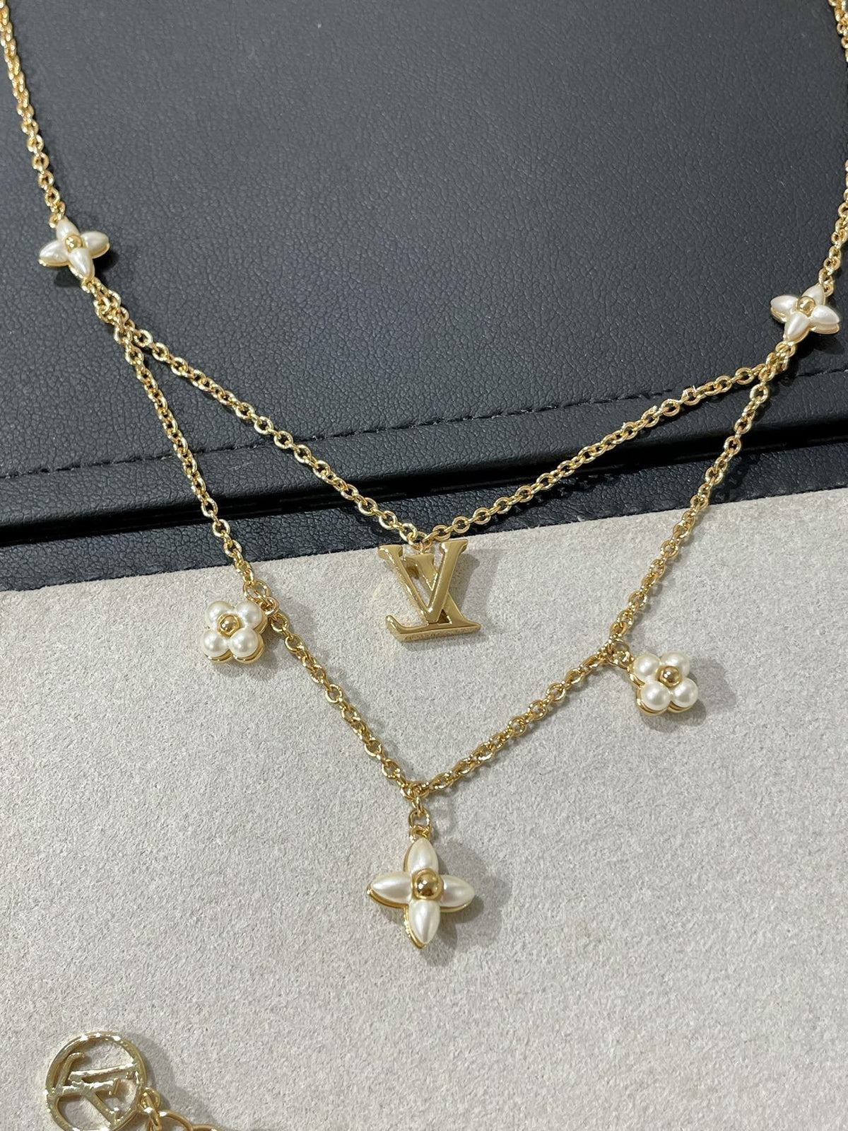 [Regalia Jewelry]FLOWERGRAM GOLD MOP DOUBLE ROW NECKLACE