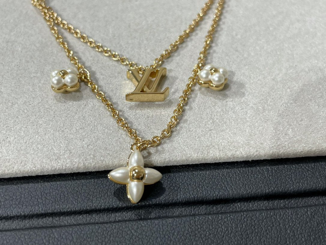 [Regalia Jewelry]FLOWERGRAM GOLD MOP DOUBLE ROW NECKLACE