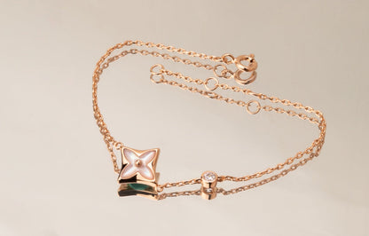 [Regalia Jewelry]STAR PINK MOP 1 DIAMOND PINK GOLD NECKLACE