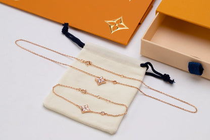 [Regalia Jewelry]STAR PINK MOP 1 DIAMOND PINK GOLD NECKLACE