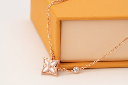 [Regalia Jewelry]STAR PINK MOP 1 DIAMOND PINK GOLD NECKLACE