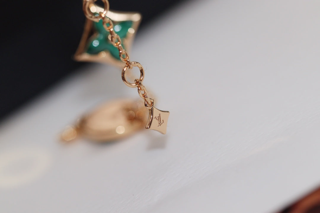 [Regalia Jewelry]STAR AND SUN 4 MOTIF PINK GOLD MALACHITE BRACELET