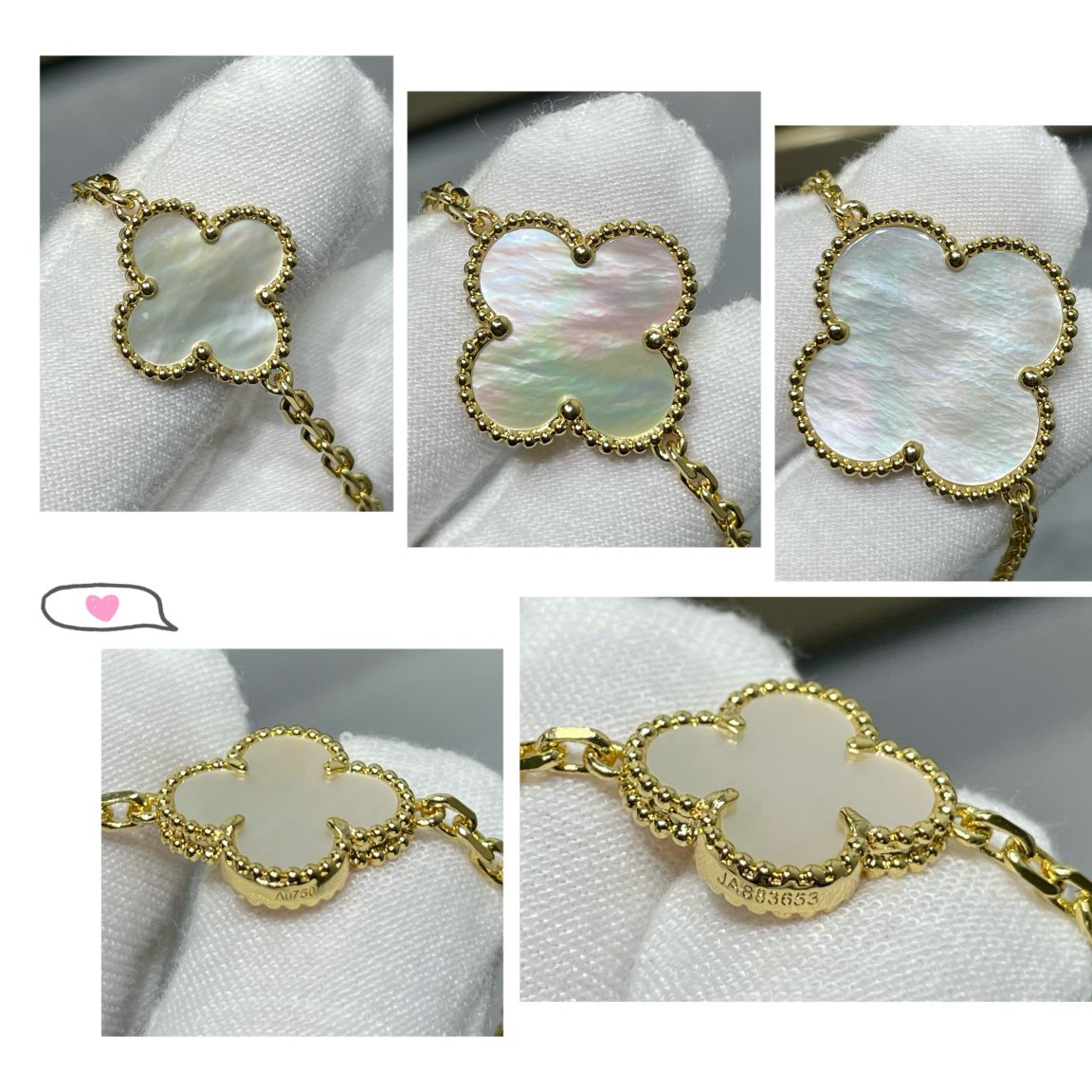 [Regalia Jewelry]CLOVER 16 MOTIF WHITE MOP GOLD NECKLACE