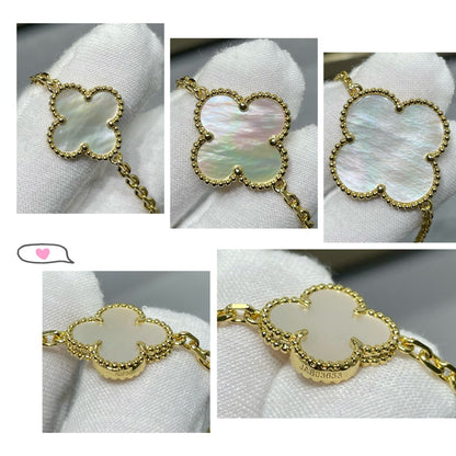 [Regalia Jewelry]CLOVER 16 MOTIF WHITE MOP GOLD NECKLACE