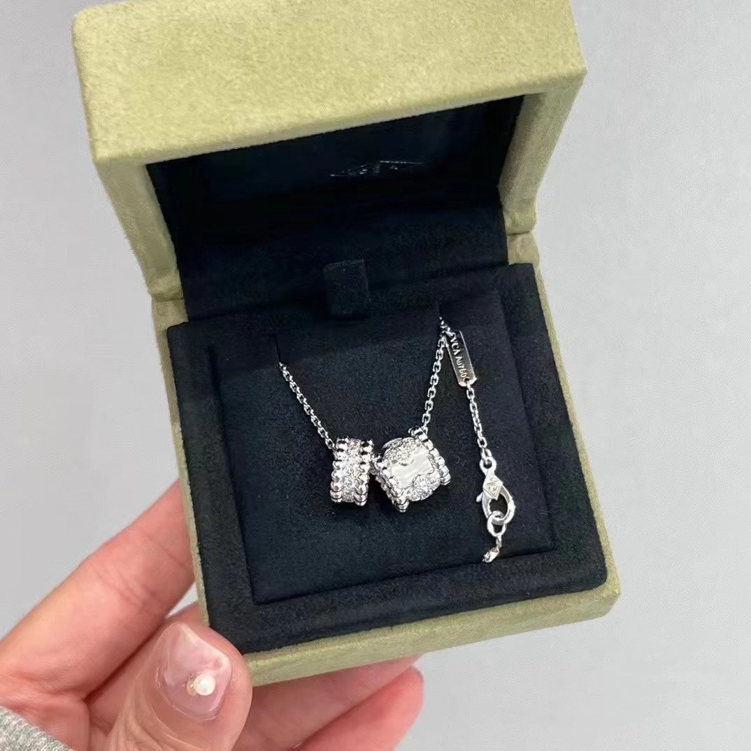 [Regalia Jewelry]PERLEE DOUBLE PENDANT SILVER DIAMOND NECKLACE