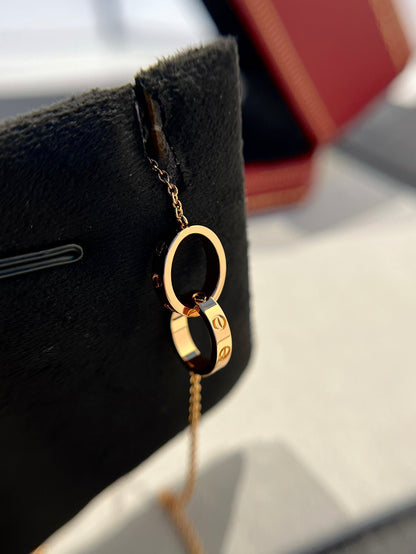 [Regalia Jewelry]LOVE NECKLACE DOUBLE RING PINK GOLD