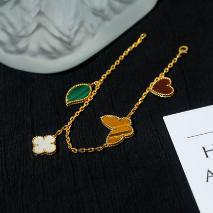 [Regalia Jewelry]LUCKY SPRING 5 MOTIF GOLD BRACELET