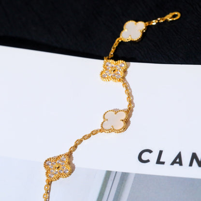[Regalia Jewelry]CLOVER BRACELET 5 MOTIF WHITE MOP DIAMOND