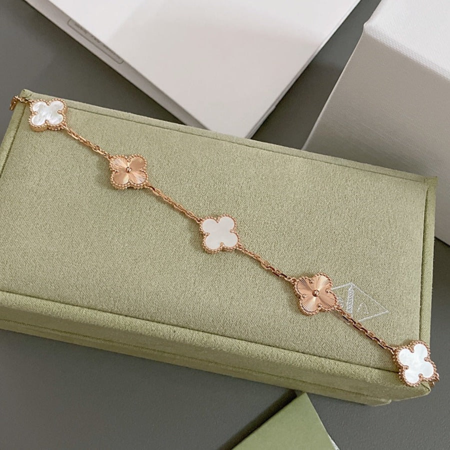 [Regalia Jewelry]CLOVER BRACELET 5 MOTIF WHITE MOP PINK GOLD