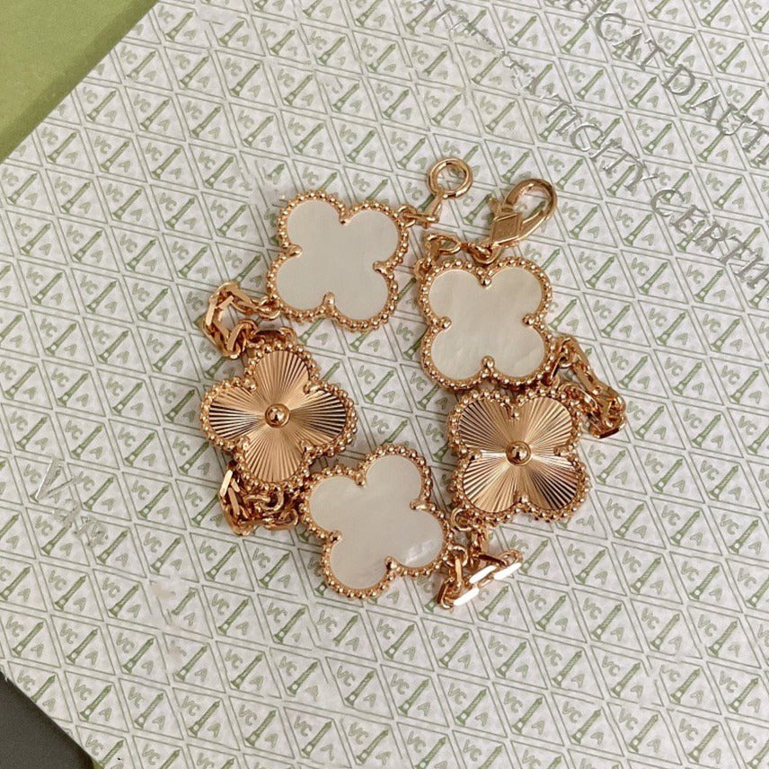 [Regalia Jewelry]CLOVER BRACELET 5 MOTIF WHITE MOP PINK GOLD