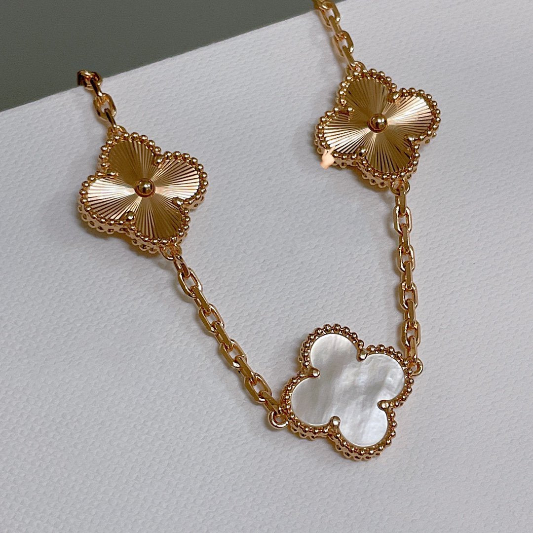 [Regalia Jewelry]CLOVER BRACELET 5 MOTIF WHITE MOP PINK GOLD