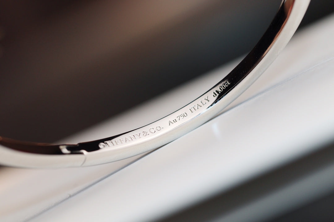 [Regalia Jewels]NARROW T1 HINGED BANGLE DIAMOND SILVER