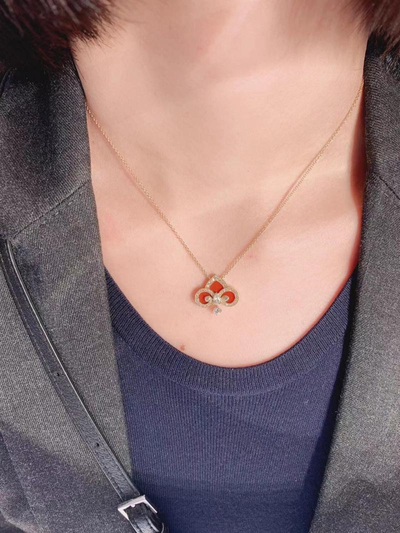 [Regalia Jewels]FLEUR DE LIS PINK GOLD DIAMOND NECKLACE