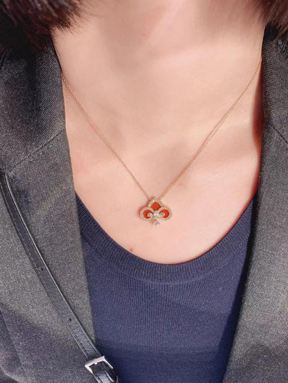 [Regalia Jewels]FLEUR DE LIS PINK GOLD DIAMOND NECKLACE