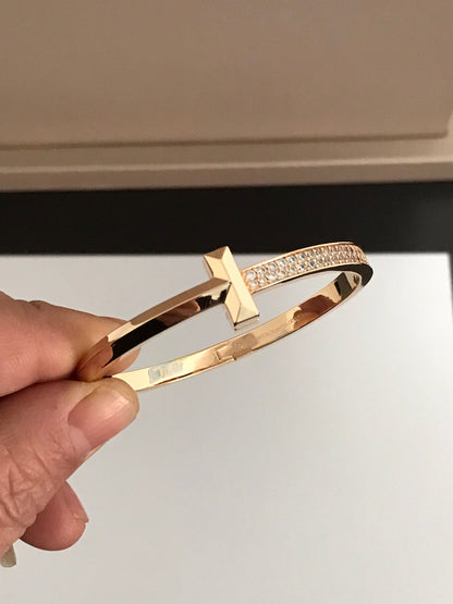 [Regalia Jewels]T1 WIDE DIAMOND HINGED BANGLE PINK GOLD