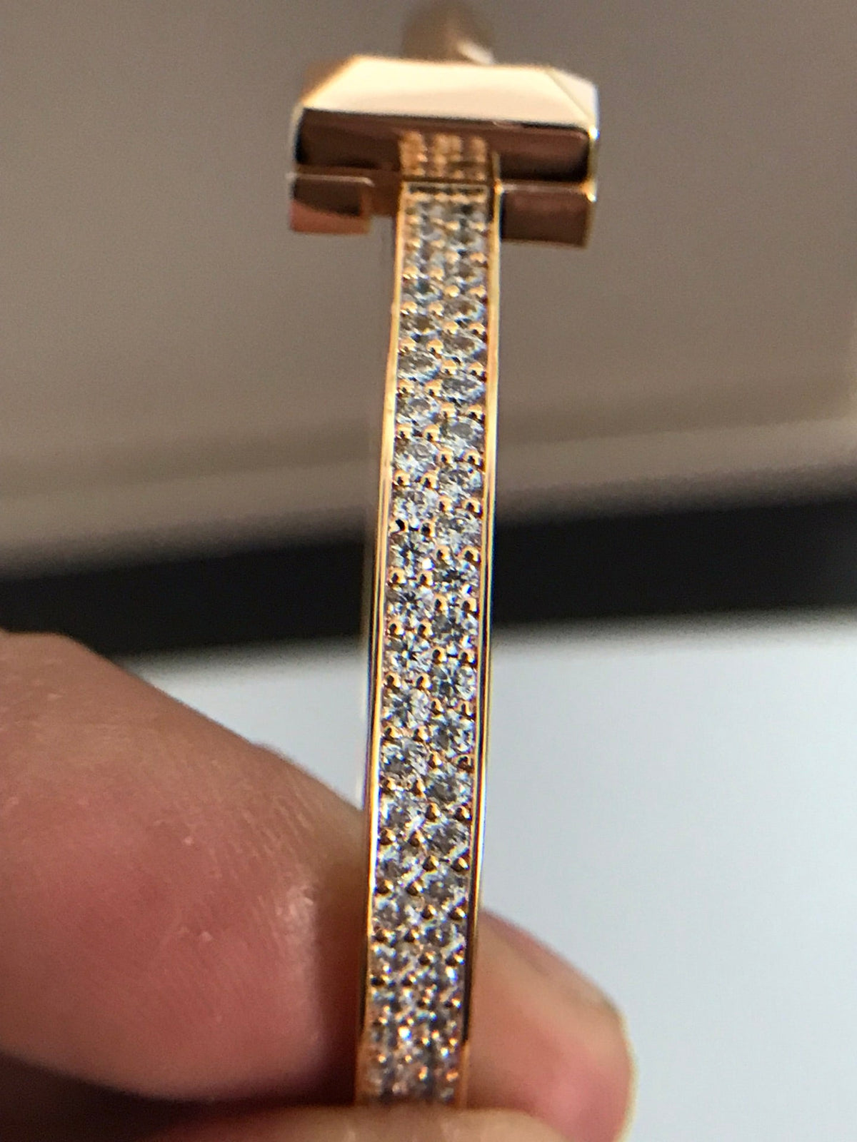 [Regalia Jewels]T1 WIDE DIAMOND HINGED BANGLE PINK GOLD