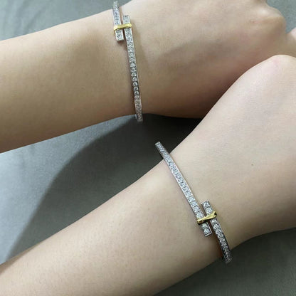 [Regalia Jewels]EDGE DIAMOND GOLD SILVER BRACELET