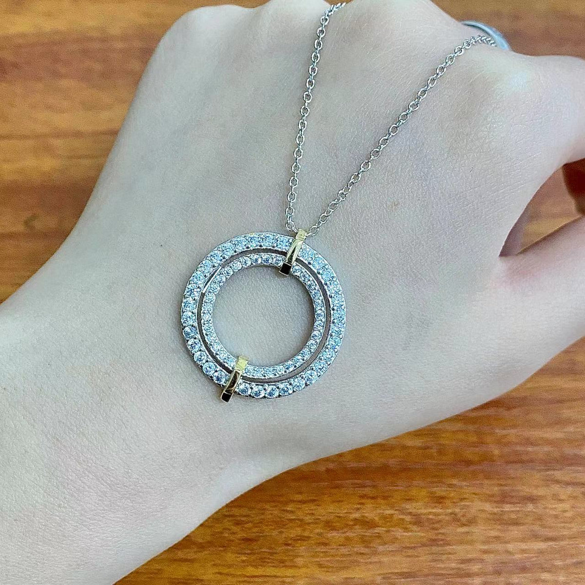 [Regalia Jewels]EDGE DIAMOND GOLD SILVER NECKLACE