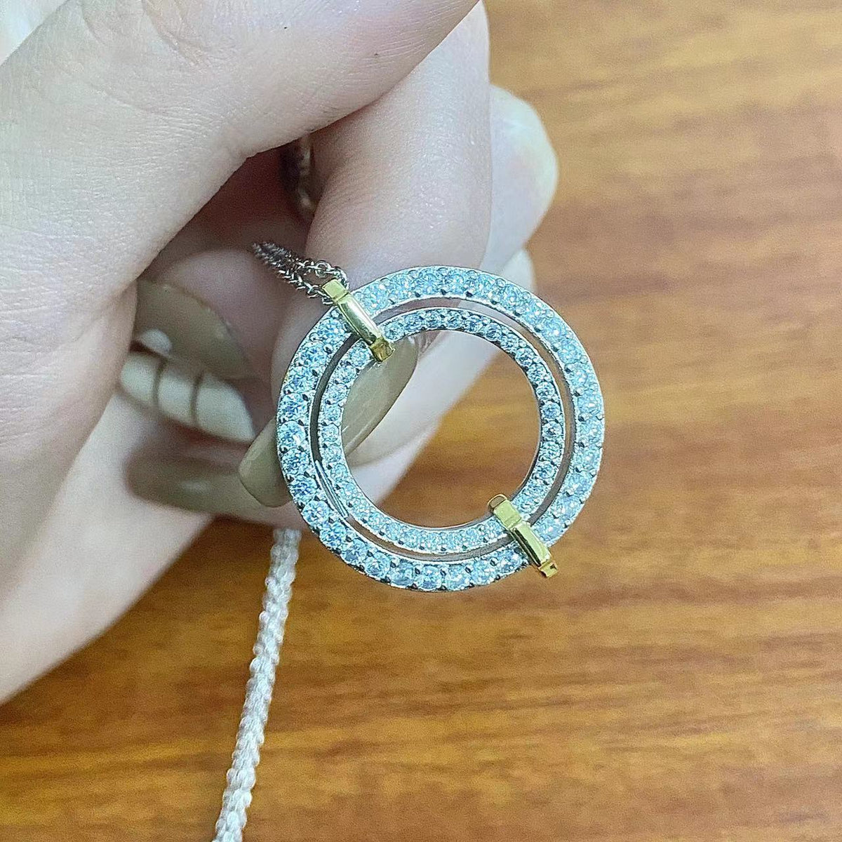 [Regalia Jewels]EDGE DIAMOND GOLD SILVER NECKLACE