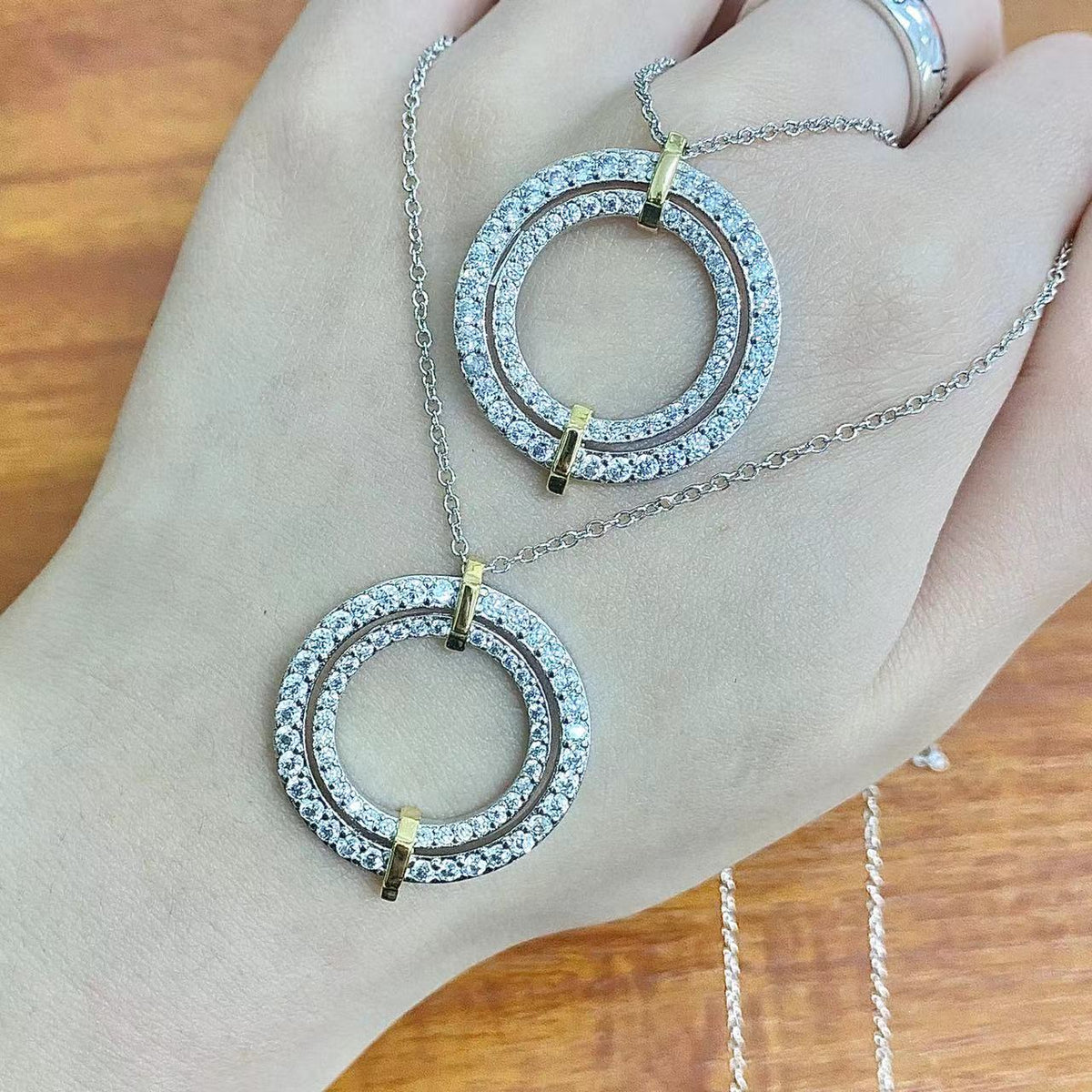 [Regalia Jewels]EDGE DIAMOND GOLD SILVER NECKLACE