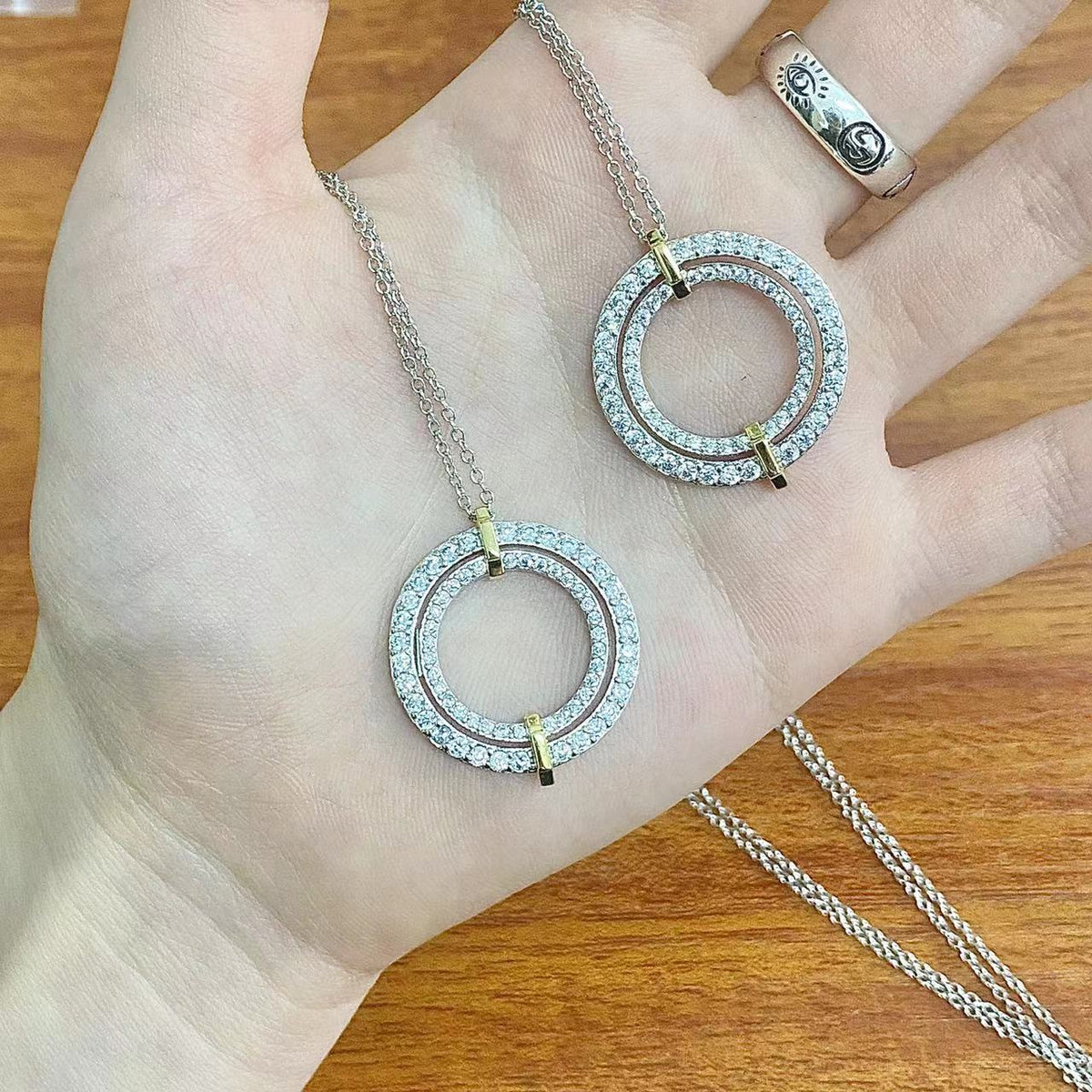 [Regalia Jewels]EDGE DIAMOND GOLD SILVER NECKLACE