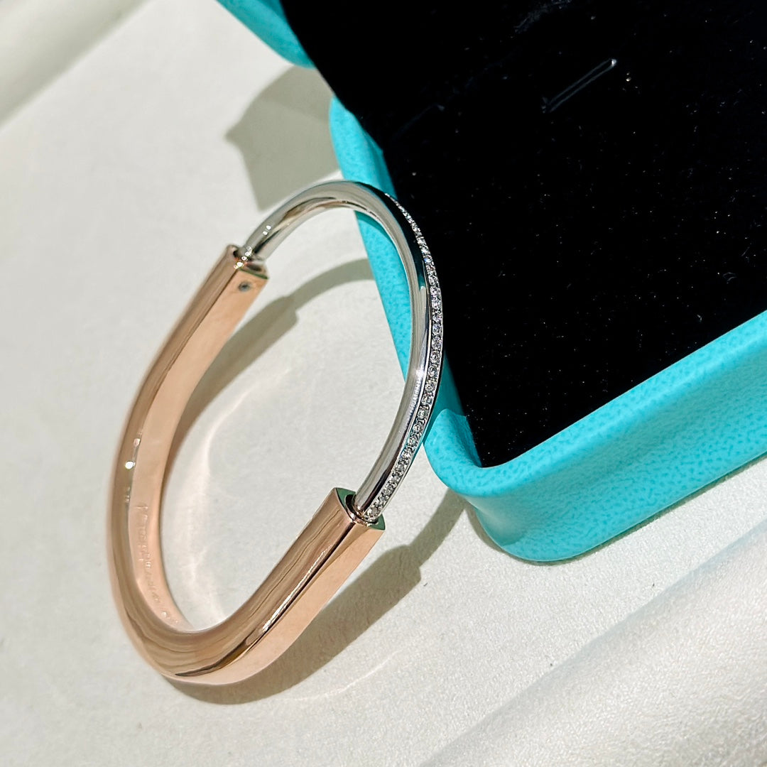 [Regalia Jewels]LOCK PINK GOLD SILVER DIAMOND BRACELET